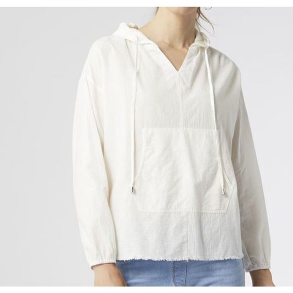 Coco + Carmen Tops - COCO + Carmen Archer Hooded Pouch Pocket Pullover Top NWT Beige Small/Medium